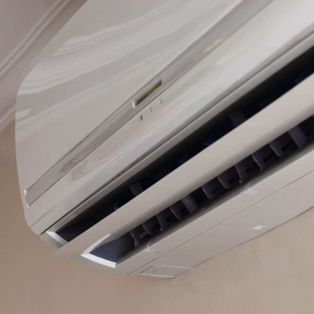 close up of a ductless ac unit