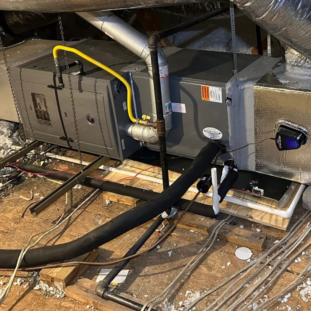 heater in an attic after a repair