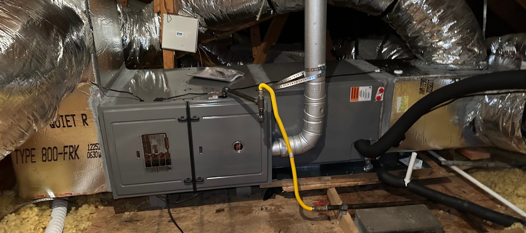 furnace installed in a attic